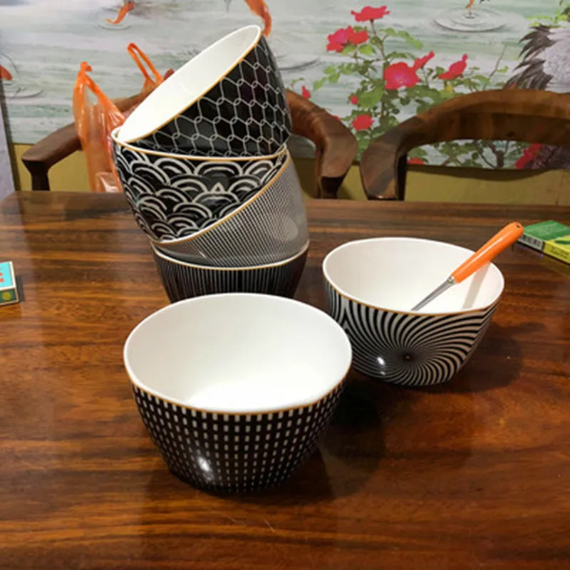Креативный Европейский стиль керамическая миска для риса для домашнего использования индивидуальная абстракция Геометрическая маленькая миска для десерта миска X1603