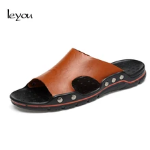 Мужские кожаные шлепанцы; сандалии; пляжные шлепанцы; Вьетнамки; мужские сандалии; Летняя обувь; кожаные шлепанцы с открытым носком