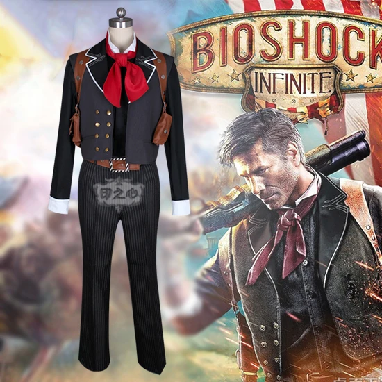 Аниме! Боевой костюм BioShock Infinite Booker DeWitt Готическая униформа карнавальный для