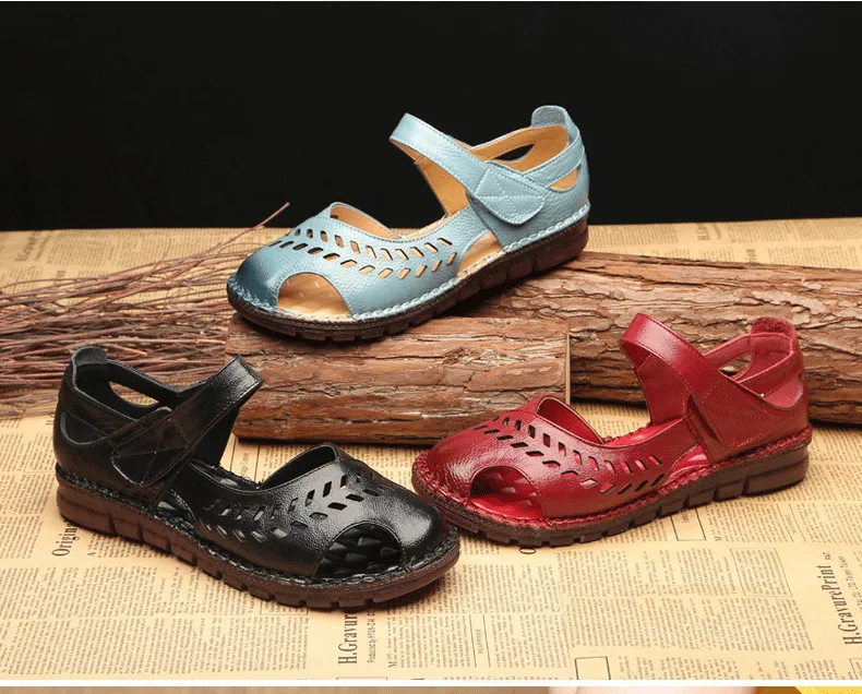 Xiuteng/Новинка; Летние сандалии ручной работы из натуральной кожи; удобные женские сандалии-гладиаторы на мягкой плоской подошве; обувь для мам