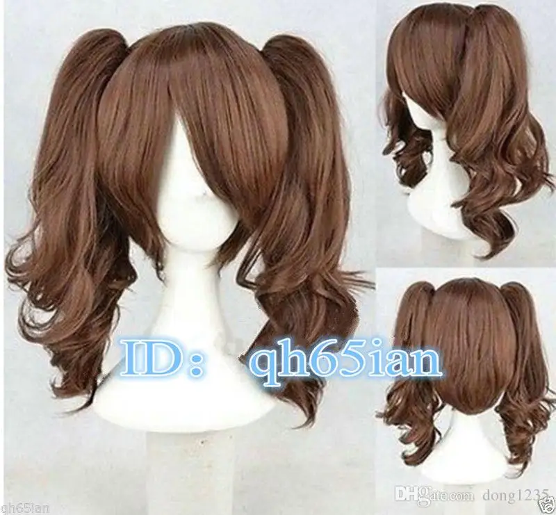 

Free shipping New High Quality Fashion Picture Indian Mongolian wig>>> Pop Lolita Medium Long Brown Two Ponytail Cosplay Wigs