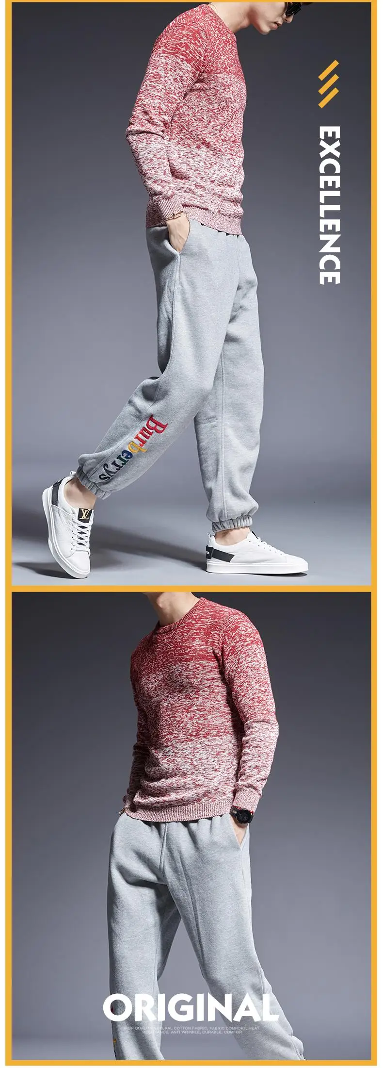 Новинка, модный брендовый мужской свитер, Пуловеры с круглым вырезом, Облегающие джемперы, вязанные, высшего качества, зимняя, корейский стиль, повседневная мужская одежда