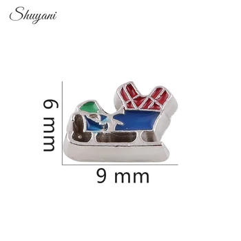 

20PCS!! Wholesale Alloy Metal Santa Sleigh Charms Enamel Christmas Floating Locket Charms for Glass Locket
