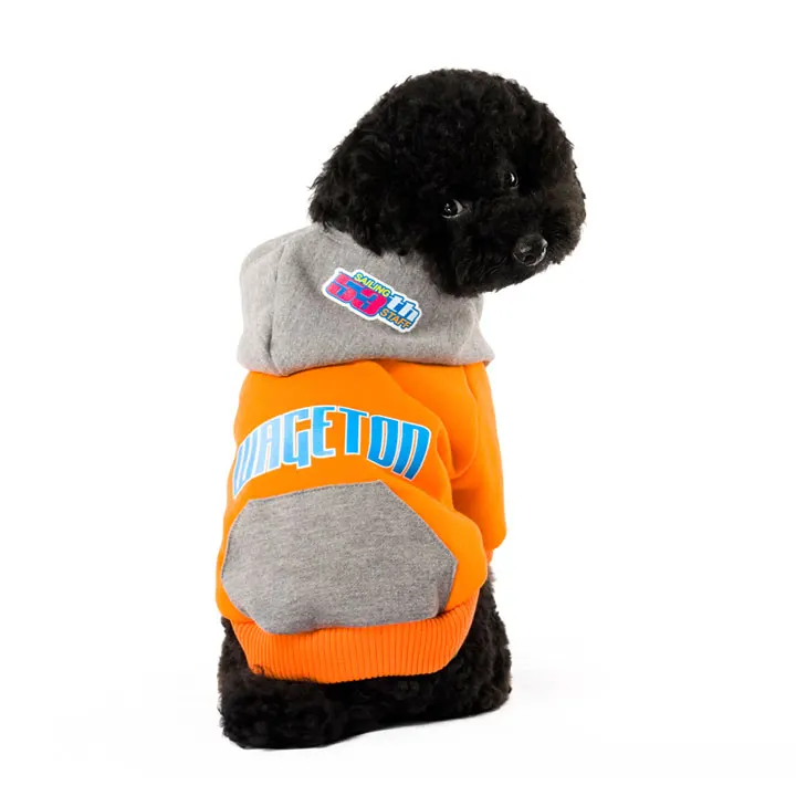 Новая Дизайнерская одежда WAGETON для собак оптом и в розницу, пальто для щенка кошки, свитер с капюшоном, футболка, костюмы-4 цвета, одежда - Цвет: Orange