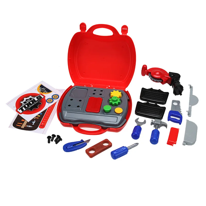 19 pcs/Set Simulation Engineer Builde Role Play parent-child interaction Toy Tool box screw hammer Repair Tool Kids Boys Gift