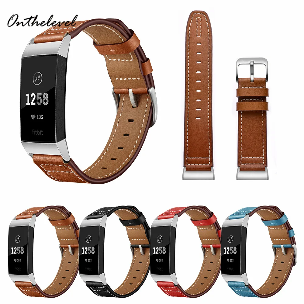 

Onthelevel Genuine Leather Fitbit Versa Watchbands Watch Strap Pin Buckle Adapter Watch Accessories for Fitbit Charge 3
