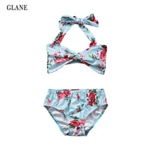 Милые цветы матросское детское бикини купальник купальники с высокой талией купальный костюм для маленьких девочек Biquini детские купальники