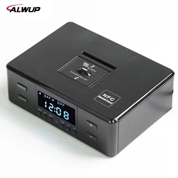 

ALWUP NFC Bluetooth Stereo Speaker Smart Charger Dock Station with FM Radio Dual Alarm Clock Remote Control LCD Screen for Phone