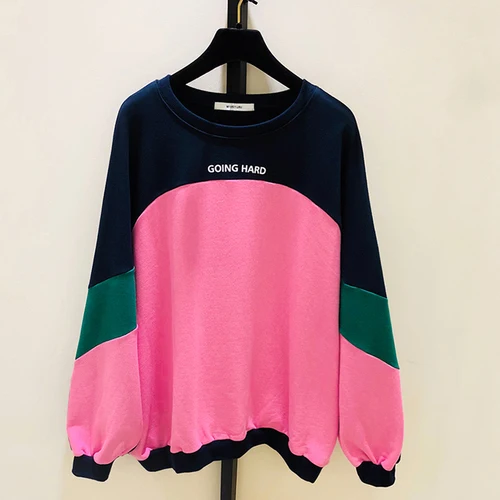 pink Moletom Feminino толстовка женская хлопковая трикотажная с длинным рукавом, с буквенным принтом, пуловеры, с круглым вырезом, свободные - Цвет: pink