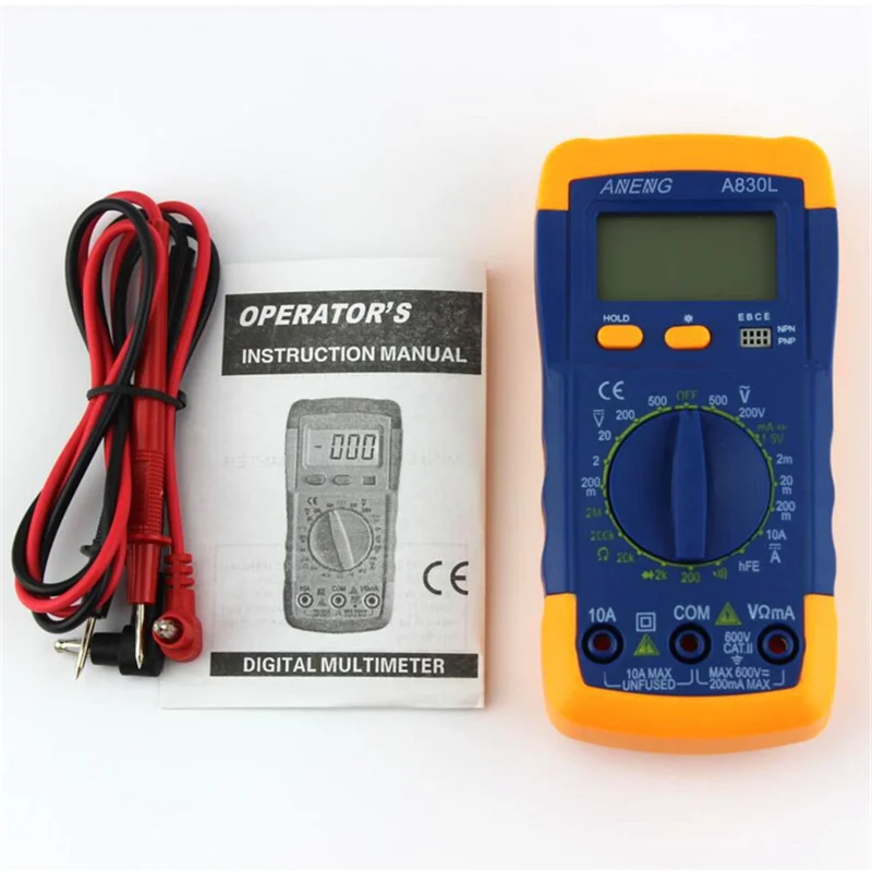 

Handheld LCD Display Digital A830L Multimeter LCD AC/DC OHM Voltage Ammeter Resistance Capacitance Tester