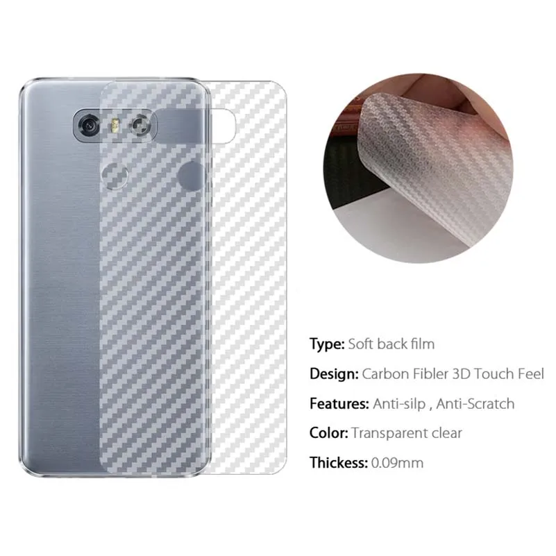 10 упаковок 3D прозрачная матовая задняя пленка из углеродного волокна для LG G6 G5 Q6