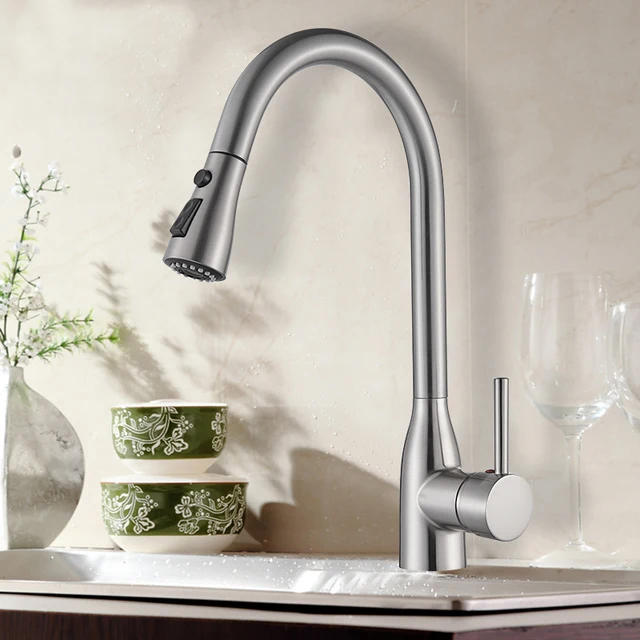Best Price Uythner Brushed Nickle Kitchen Faucet Pull Out 2-Function Switch Swivel Spout Sink Mixer Tap Single Handle Deck Mount Hot Cold Best Price Uythner Brushed Nickle Kitchen Faucet Pull Out 2-Function Switch Swivel Spout Sink Mixer Tap Single Handle Deck Mount Hot Cold