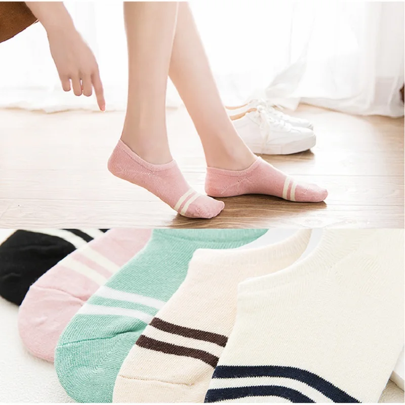 5Pairs Women Short Socks Female Fashion Stripes Socks For Woman Casual