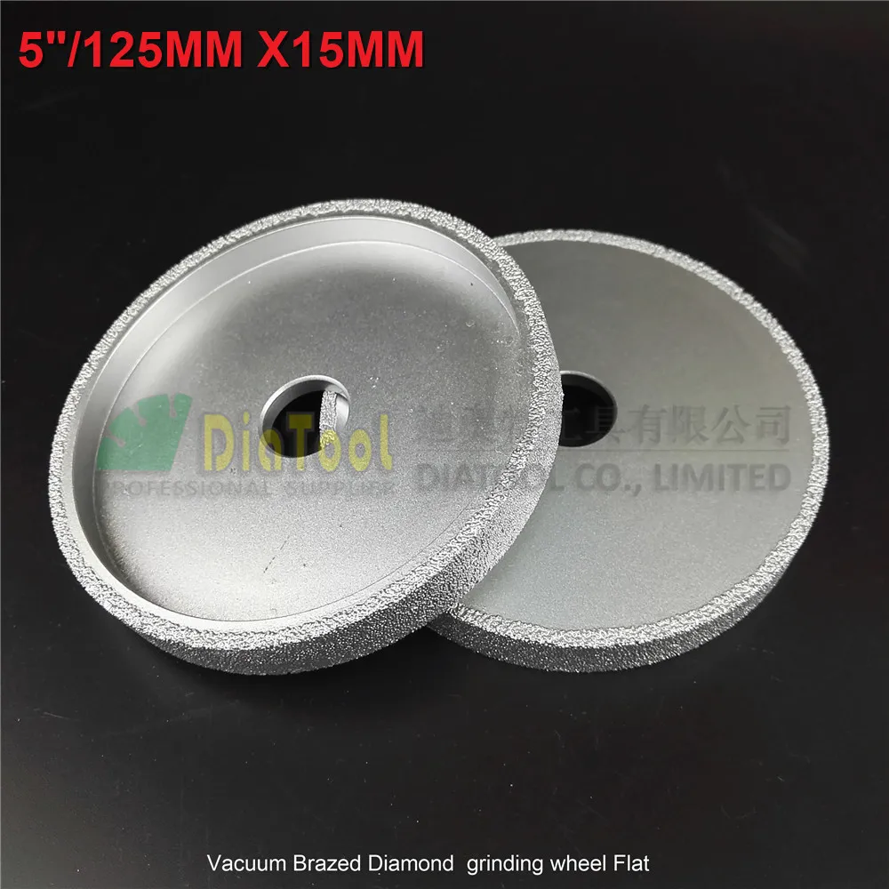 DIATOOL 2pcs 125mmx15MM Vacuum Brazed Diamond Grinding Flat Wheel Beveling Wheel For Marble Granite Artificial Stone