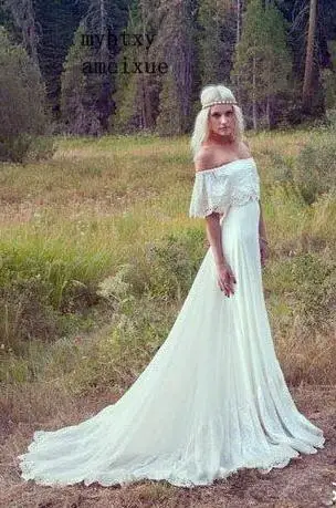 2019 A Line Cheap Wedding Dresses Boho Rustic Style White Ivory
