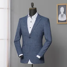 Новая весенне-осенняя серая синяя решетка модный костюм Мужская куртка Молодежный однобортный повседневный мужской размер s M L XL 2XL 3XL