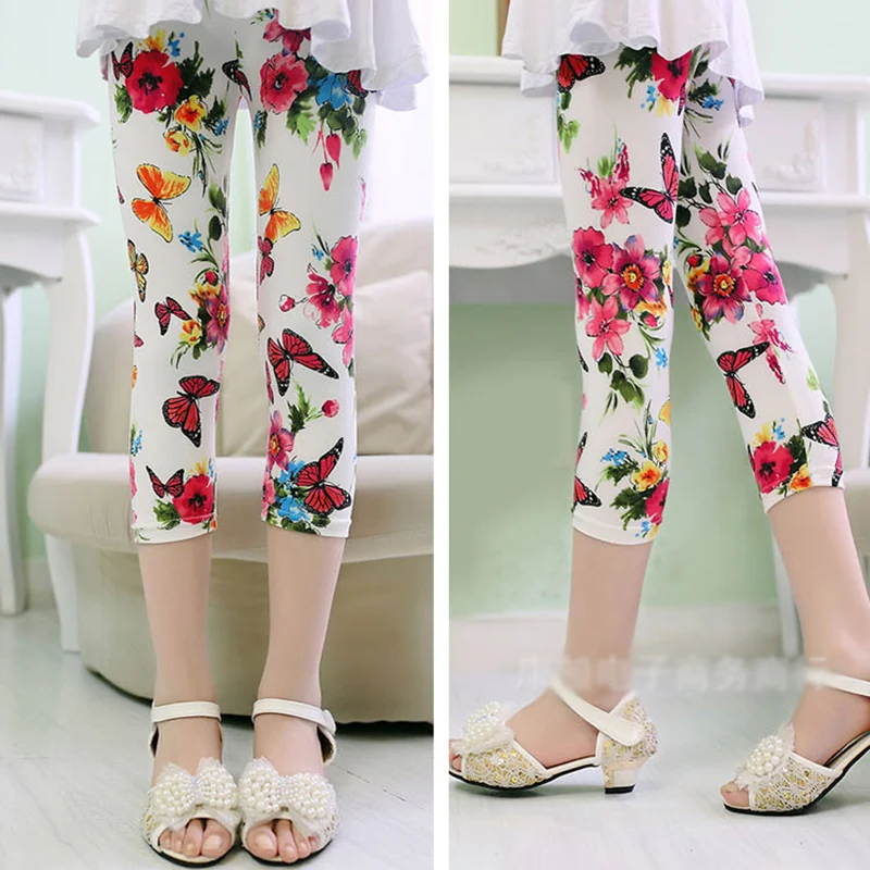 

Hot Sale Summer Baby Girls Flower Printed Trousers Children Pants Casual Bottoms Children Leggings 2019 New-arrival Capris