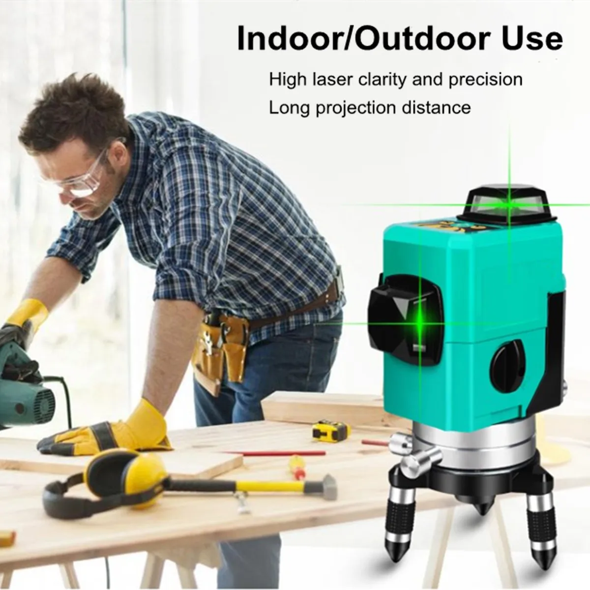 

GREEN Laser 30m 3D 12 Line 360 Auto Self Leveling Vertical Horizontal Level Cross Shockproof Shatter-proof Vertical Horizontal