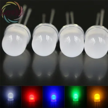 

10mm diffused LED 50pcs x 5 Color White Red Blue Green Yellow leds=250 pcs 10MM Round TOP Ultra Bright Light Emitting Diodes