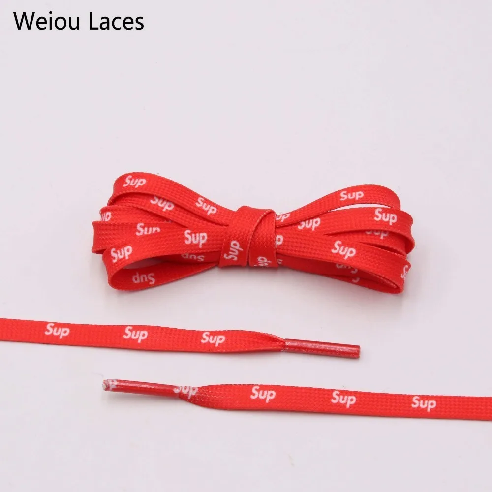 

Weiou New 7mm Flat Hollow Laces Red Sublimated Double Side Printing Shoelace Letters With Plastic Tips For Sneakers 60-180cm