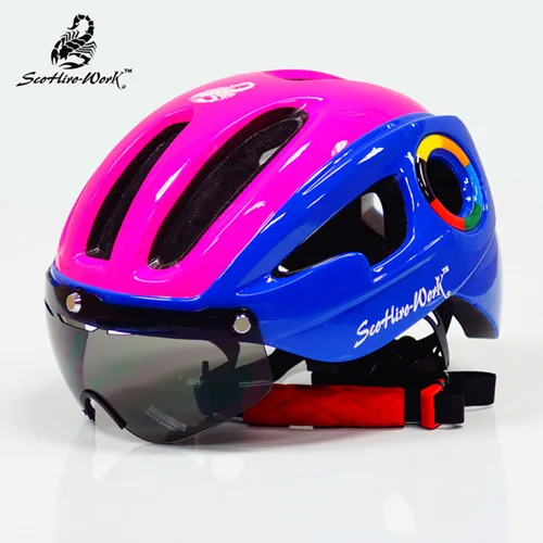 Взрослые TT велосипедные шлемы с объективом Сверхлегкий головной защитные очки шлем двойной PC оболочка защита MTB дорожный велосипедный шлем 54-59 см - Цвет: one lens