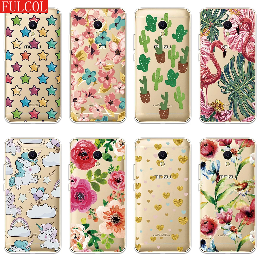 Силиконовый чехол для Meizu M3 M5 M6 NTOE M3S M5S M5C M6S M6T крышка прозрачная цветы рисунком Soft