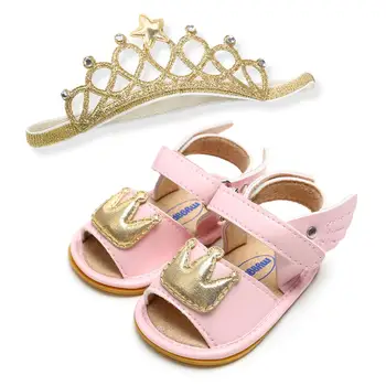 

"Crown" Style Pu Baby Sandals New Design Shoes And Headband Sets