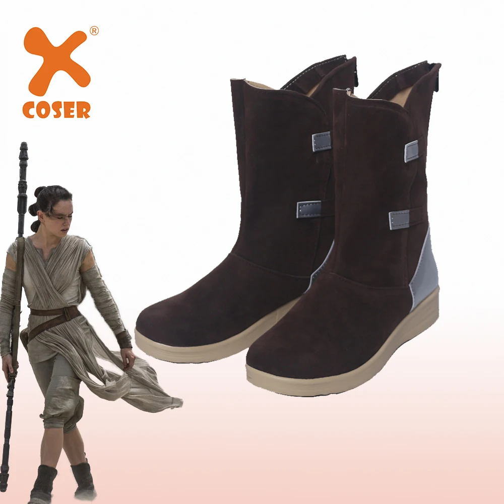 

X-COSTUME Star Wars Rey Cosplay Shoes The Last Jedi Star Wars Rey Shoes Brown Boots Halloween Cosplay Costume Prop For Women