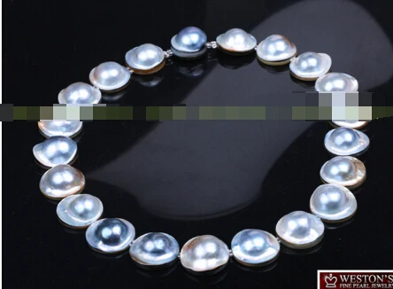 

Free shipping >>@ 1604 RARE 19-22MM LARGE NATURAL GRAY BLACK CULTURED SOUTH SEA MABE PEARL NECKLACE NEW