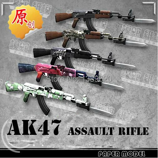 Бумажная модель пистолета Масштаб 1:1 ak 47 /3D пазл DIY развивающая игрушка имитация