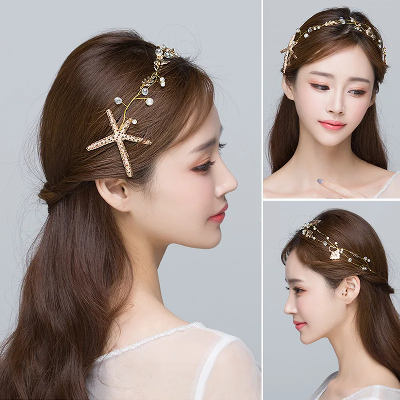 

2016 Korean wedding luxury Handmade Silver Pearl Beaded headband hair band bride wedding accessories wholesale