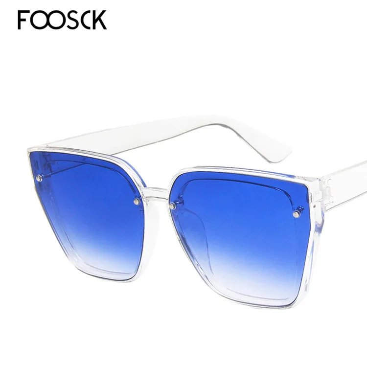 FOOSCK Oculos De Sol Feminino новые модные ретро дизайнерские Супер круглые очки кошачий глаз женские солнцезащитные очки Feminino UV400 - Цвет линз: C8Light blue