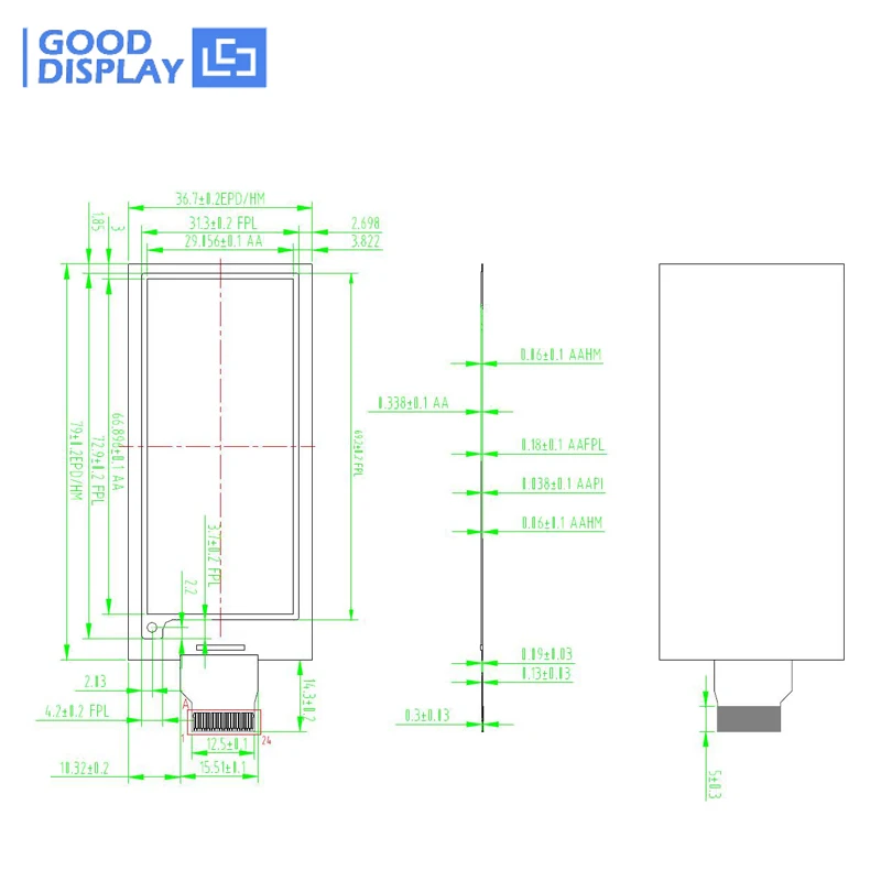 Papel Flexível de Tinta Escala de Cinza Epaper Display Gdew029i6fd 29 e e - Imagem 3
