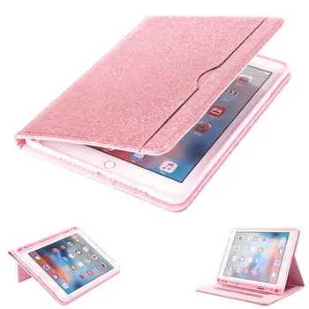

shimmering PU Leather Protective Silicone Soft Back Cover Smart Case For iPad Pro 9.7 A1673 A1674 A1675 Case with Pencil Holder