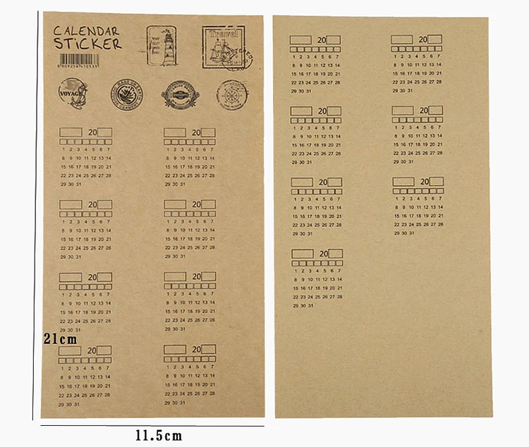 CXZY 2 листов/пакет крафт Бумага рукописный календарь наклейки-указатели Скрапбукинг Декоративные bullet journal канцелярских товаров 1T818
