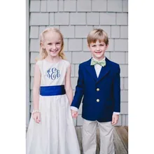 2017 royal blue flower boy dress suit With Pants Handsome Cute Kids wedding suits for boys blazer Jacket (Jacket+Pants+Bow Tie )