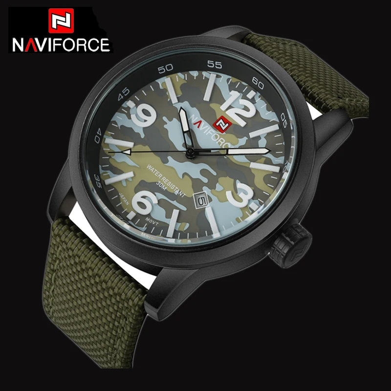 NAVIFORCE Лидирующий бренд часы для мужчин модный нейлоновый ремень кварцевые