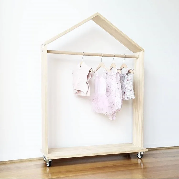 Portable Kids Wooden Clothing Racks With Wheels Creative Garment Portable Kids Wooden Clothing Racks With Wheels Creative Garment Organizer Display For S Hanging Rod In Hangers From Home Garden