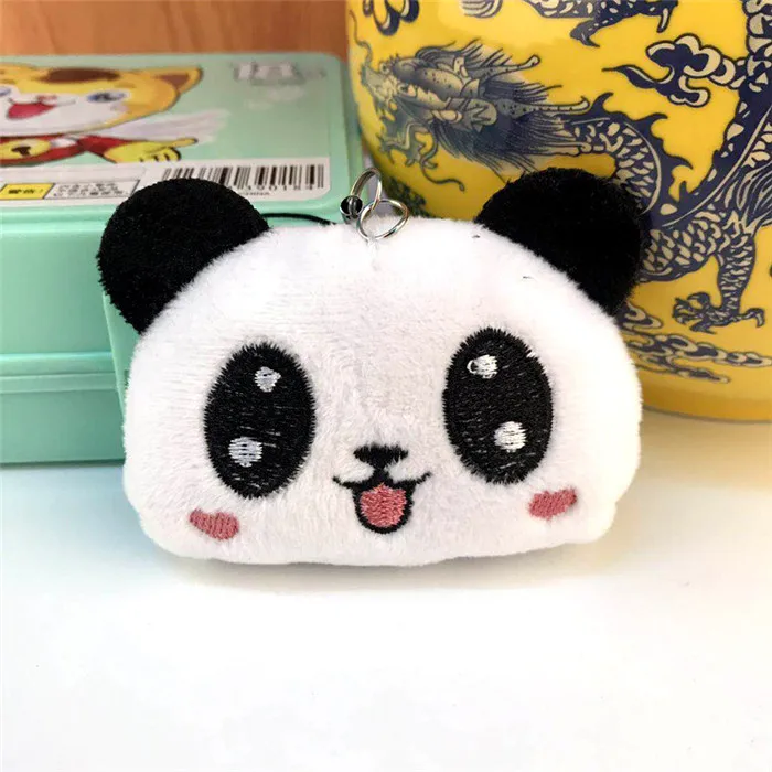 Fashion Panda Emoji Plush Toys Key Chain Ring Pom Bear Keychain Woman Bag Charms Man Car Keyring Wedding Party Trinket Jewelry (22)