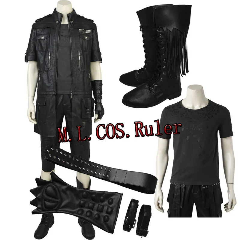 최종 fantas ff15 cospaly 의상에서 고품질 noctis lucis 뜨거운 게임 재킷 바지 셔츠 장갑 벨트 부츠 맞춤 제작