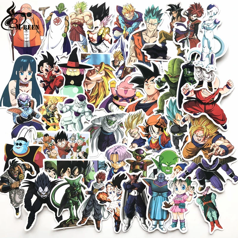 

50 Pcs/Lot Anime Dragon Ball Stickers Super Saiyan Goku Stickers For Car suitcase Skateboard Pad Bicycle Phone Decal PVC Sticker