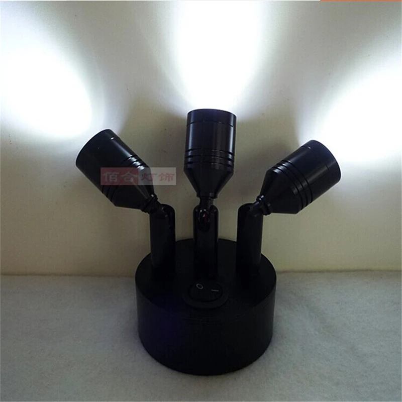 

Free shipping 3*1W/3*3W recharging led spot lamp ,rechargable battery wireless display lamp,switch 360degree three head lamp