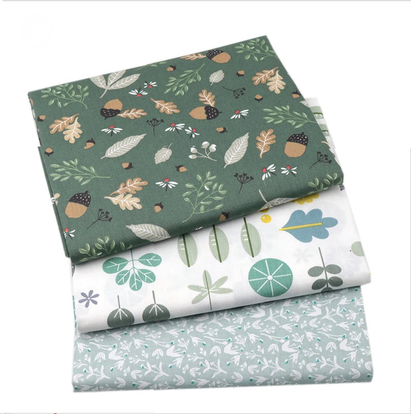 

Green Flower and Floral Printed 100% Cotton Cloth Meters for Pillows Cushions Blanket Sewing DIY Fabrics Telas to Patchwork D30
