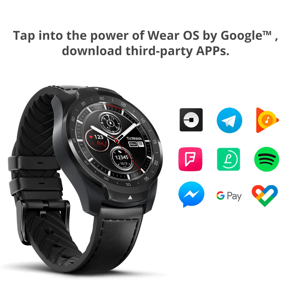 Ticwatch Pro Bluetooth Смарт часы IP68 Водонепроницаемый поддержка nfc платежей/Google Assistant