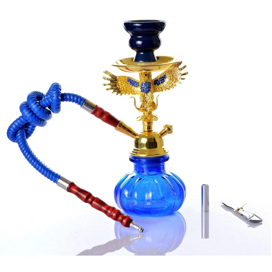 Glass Hookah Shisha Set With Luxury Gold Eagle Decorating Sheesha