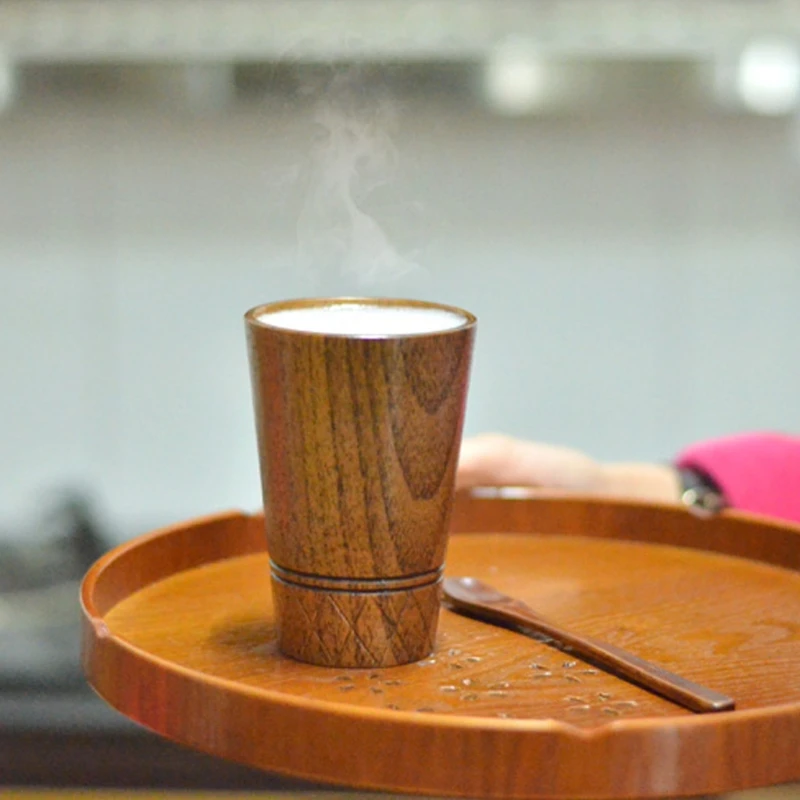 1 шт. винтажная деревянная чашка ручной работы для чая, напитков, молока, пива, кофе, дерева