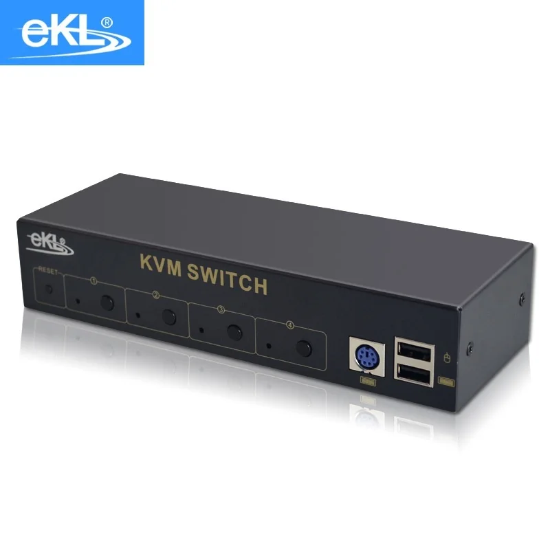 EKL 41U 4 Port USB VGA KVM Switch USB PS2 Keyboard Mouse display Switcher Box with 4 PCS KVM