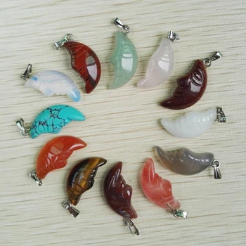 

Natural Stone Moon mixed Necklace Pendant for jewelry making charm diy birthday present accessories 12PS free shipping wholesale