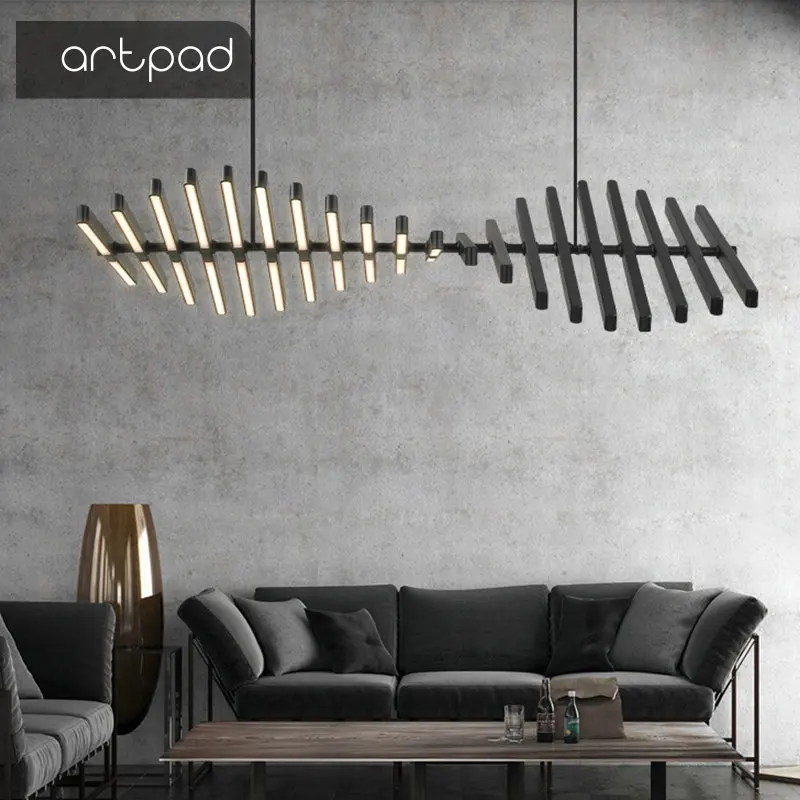 

White Black 3 Color Stepless Dimming 65W Modern Led Chandelier Art Decor Living Room Dining Room DIY Design Nordic Hanging Lamp