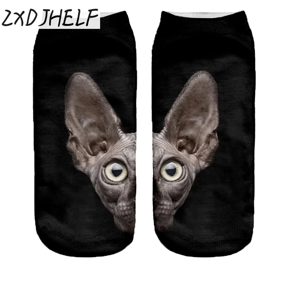 

ZXDJHELF New Multiple Colors Harajuku Style 3D Printed Women Socks Low Cut Ankle Socks "SPHINX CAT" Women's Casual Socks S0151